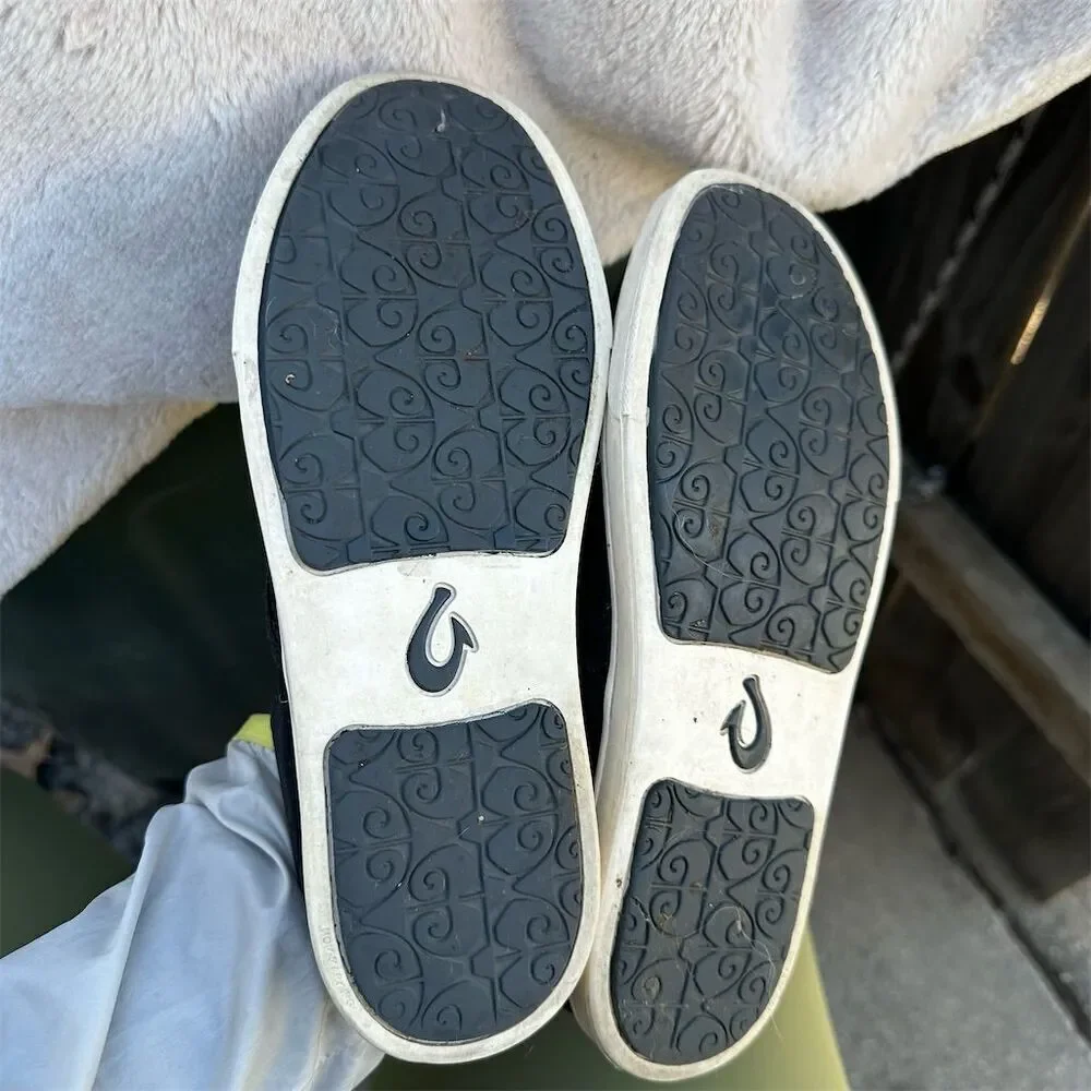 OluKai Pehuea Women's Black Slip-On Sneakers Size 7 Casual Shoes